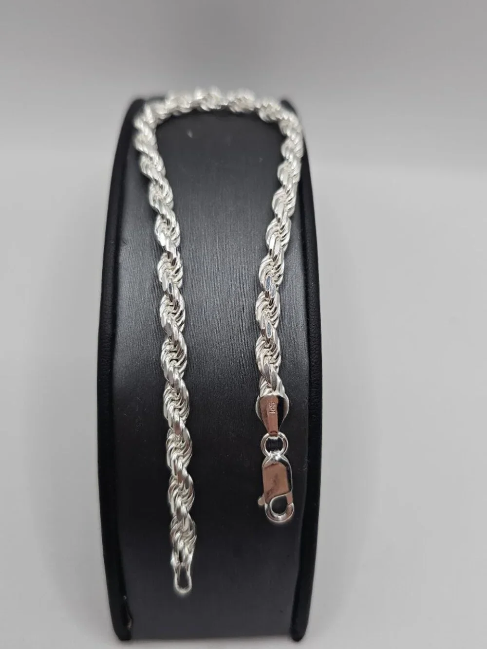 Sterling Silver 925 High Polished Diamond Cut Rope Bracelet 8 inches 5mm